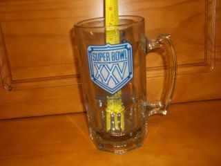 Super Bowl 25 Commemorative Vintage Collectible Beer Mug Glass Clear