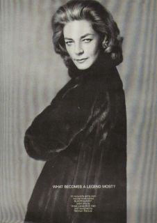 Lauren Bacall for Blackglama Mink Ad 1968