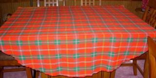 Woven Christmas Round Plaid Tablecloth Leacock 66