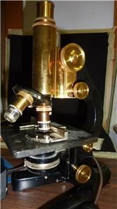 Antique E Leitz Wetzlar Brass Medical Microscope Case