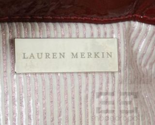 Lauren Merkin Red Patent Leather Gathered Frame Closure Clutch