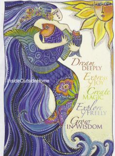 Laurel Burch Poster Dream Deeply Mermaid Fisth Flowers Sun Dream