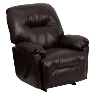 Furniture Contemporary Bentley Brown Leather Chaise Rocker Recliner