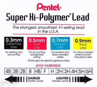 Tubes Pentel Super Hi Polymer Lead 0 9 mm 2B