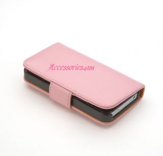 Flip Wallet Leather Case Cover Fits Apple iPhone 4 4S Free Screen