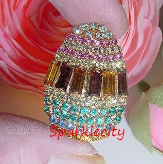 Tiny Crystal Gold Easter Egg Pin Rhinestone New Mint