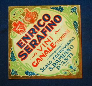 1930 Italy Advertising Sign Tin Wine Serafino Canale Alba s Damiano