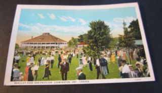 Old Seacliff Park and Pavilion Leamington Ontario Canada Postcard