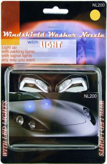 Amber LED Universal Chrome Windshield Washer Twin Jet Spray Nozzles