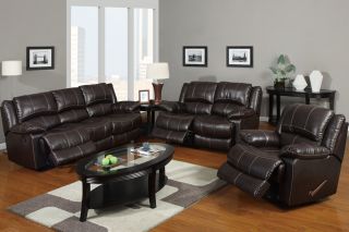 brown bonded leather sofa loveseat and rocker recliner chair set