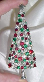 Stunning Huge Christmas Tree Pin Brooch Using Swarovski Crystals New