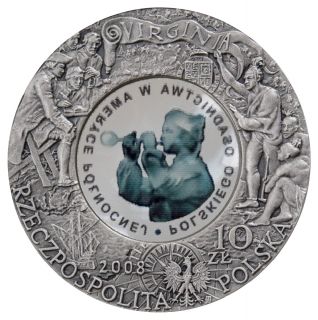 Silver with Glass Insert Coin 2008 AG 925 400 Years of Polish