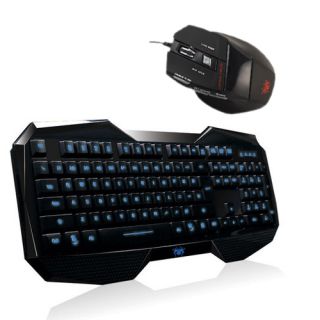 AULA LED Backlit USB Gaming Multimedia Keyboard + Wired USB Optical