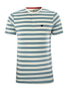 Lyle and Scott Stripe henley T shirt Royal Blue Marl   