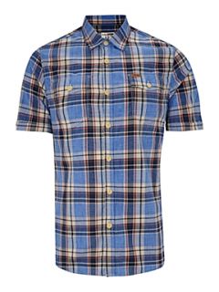 Firetrap Braved short sleeved check shirt Blue   