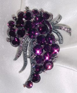 Classic Grape Style Pin Brooch with Swarovski Crystals