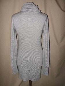 Christina Lehr Blue White Stripe Knit Turtleneck Cotton Dress Sz Small