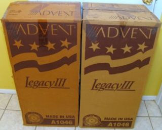 Advent Legacy III Floor Standing Stereo Speakers Mint in Original Box
