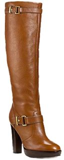 New $448 Coach Leighton High Heel Tall Women Boots US 8 Walnut