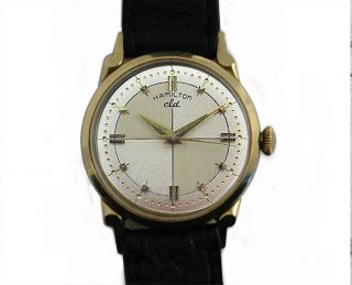 Hamilton CLD Vintage Mens 14k Gold Watch Tutone Dial Reardon