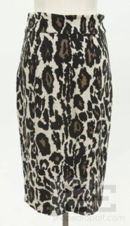 Diane Von Furstenberg Leopard Print Knit Pencil Skirt Size 8