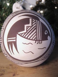 Acoma Pottery Christmas Ornament Leno Mimbres Fish Kokopelli