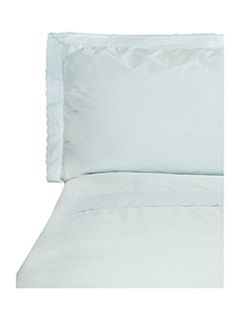 Embroidered Frill bed linen in duck egg   