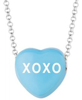 Sweethearts Sterling Silver Necklace, Blue XOXO Heart Pendant