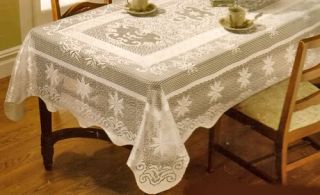 Carie Ivory Floral Lace 70 Round Tablecloth Scalloped Edges Free