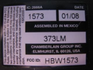 Liftmaster 373LM Chamberlain HBW1573 Garage Remote