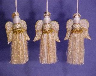 Lillian Vernon Beaded Angel Christmas Ornaments Beautiful 3 Piece Set