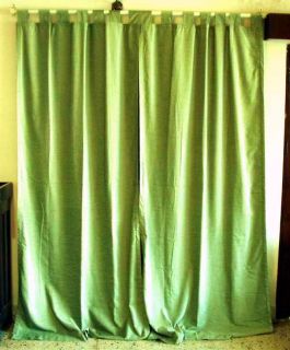 Olive Green Velvet Curtains Drapes Panels with Tab