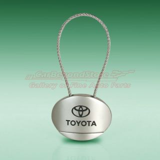 oval pendant with steel cable key ring laser engraved toyota logo