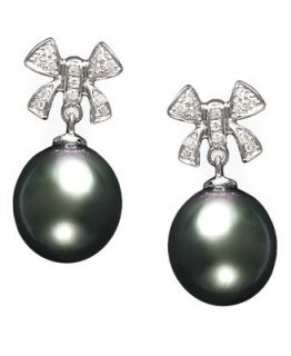 EFFY Collection 14k White Gold Earrings, Cultured Tahitian Pearl and