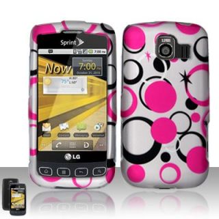 Pink Circles LG Optimus s U V LS670 Rubber Coating Hard Case Cover