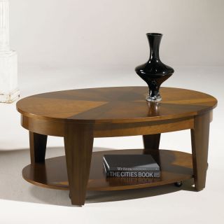 Medium Brown Oval Lift Top Coffee Table