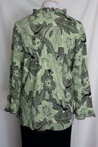Loco Lindo Black Green Rayon Blouse Shirt XL
