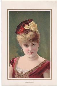 1888 Duke Cigarette Lillian Russell Actress 7x11 Litho