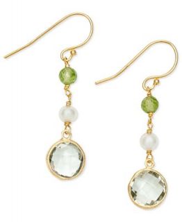 18k Gold Over Sterling Silver Earrings, Cultured Freshwater Pearl