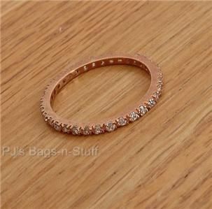 Lisa Freede Thin Rose Gold Crystal Eternity Ring New Sz 8