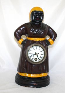 Antique Iron 8 Day Clock Servant Lady USA Circa 1930