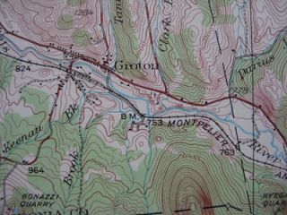 Genuine original lithographed topographical map of parts of Vermont