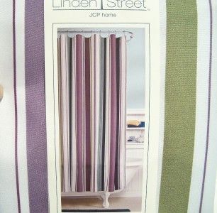 Hudson Stripe Olive Green Purple Blue WT Shower Curtain