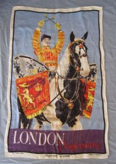Vintage Linen Kitchen Towel London Pageantry Drummer on Horse Irish by