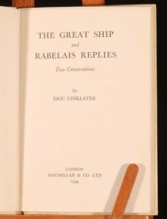 1944 Great SHIP Rabelais Replies Eric Linklater 1st D J