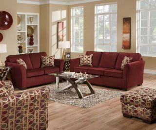 Malibu Wine Sofa Love Seat Living Room Furniture Set Accent Pillows by