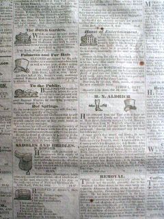 RARE 1844 Little Rock Arkansas Newspaper 165 Years Old