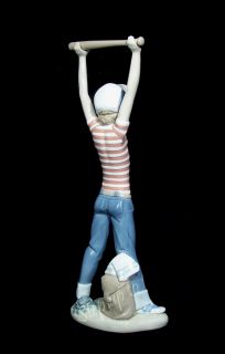 Lladro Little Leaguer Excercising Exercise Baseball Child Figurine
