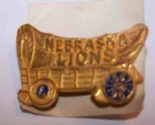 Vintage Lions Club Pin Nebraska Covered Wagon