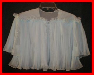 Vintage Ladies Bed Jacket Pale Blue Chiffon Vanity Fair Size Medium